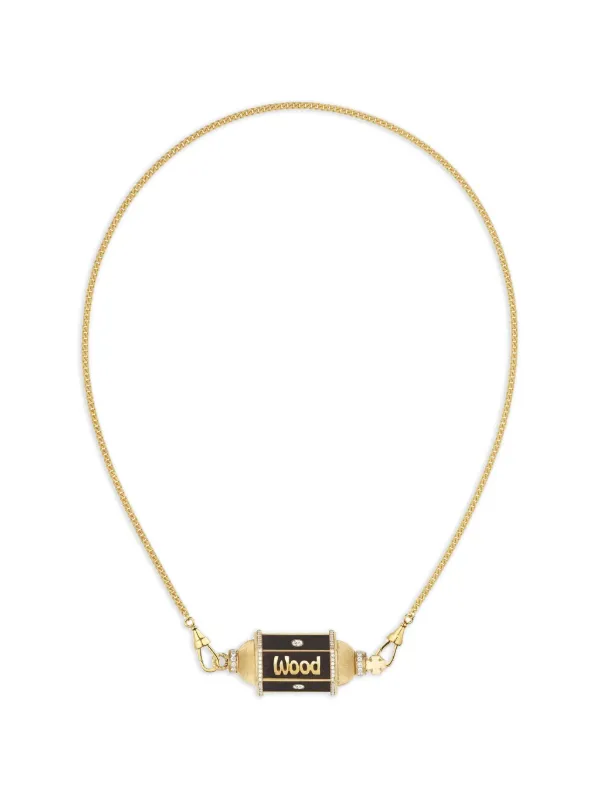 Marie Lichtenberg Knock on Wood Diamond Locket Necklace in Gold