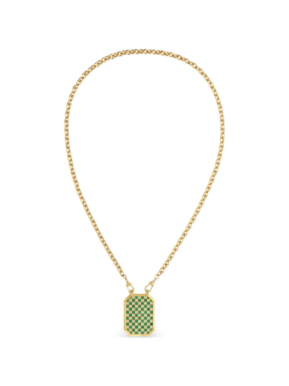 Marie Lichtenberg checkered emerald and diamond necklace - Oro