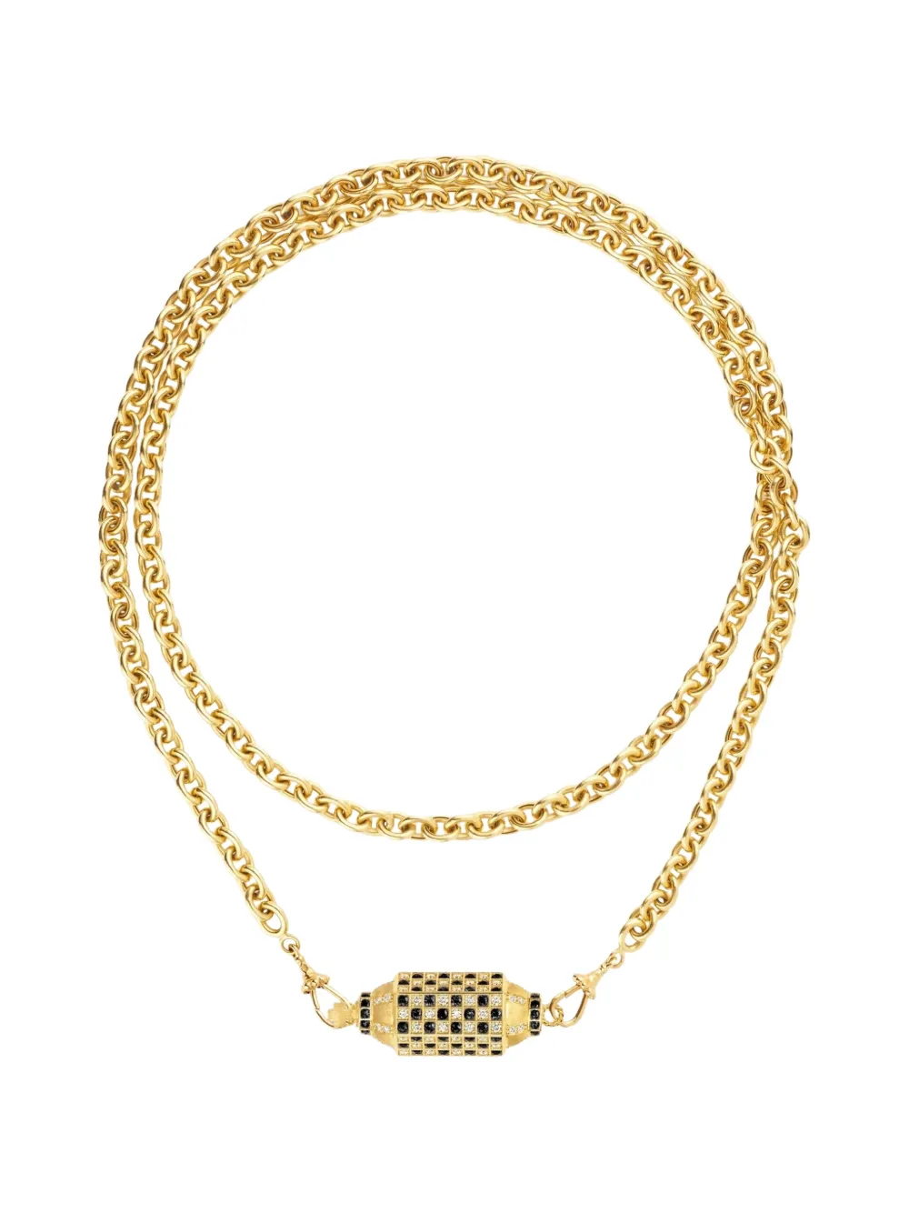 Marie Lichtenberg diamond checker-locket necklace - Oro