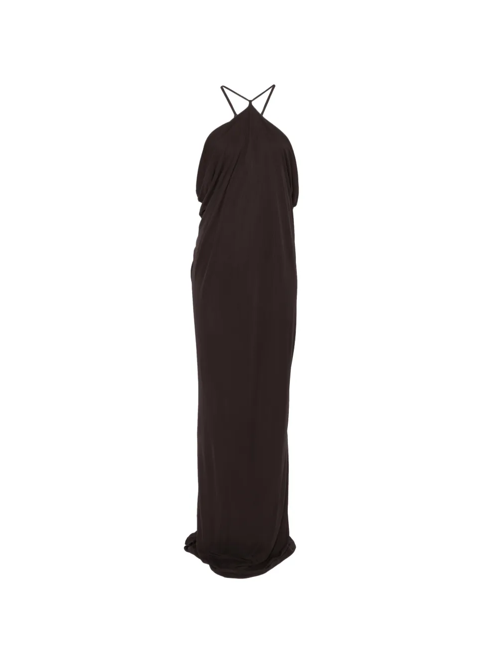Alberta Ferretti Abito lungo con scollo all'americana - Marrone