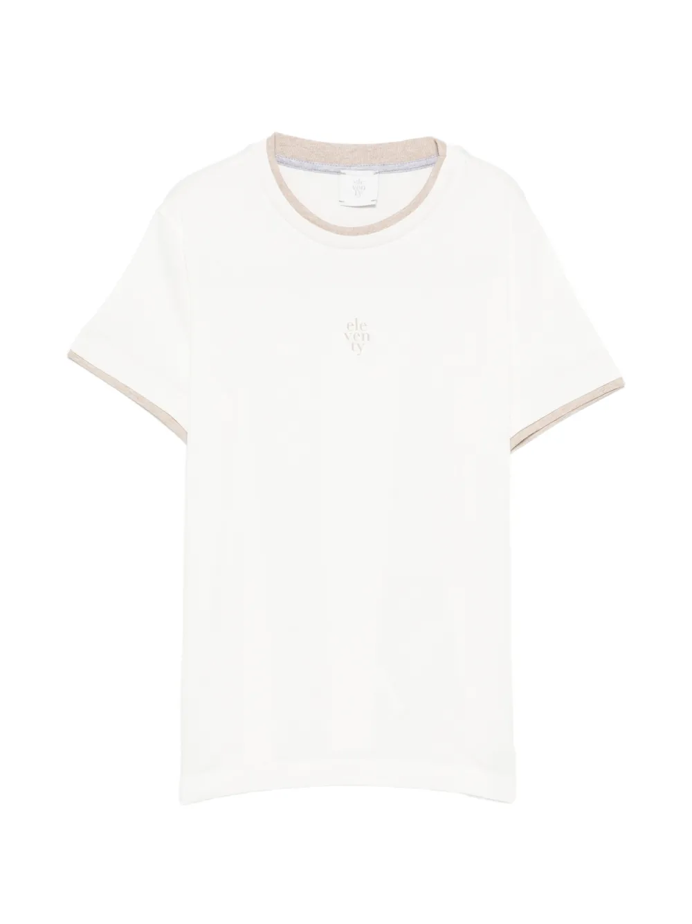 Eleventy Kids logo-print contrast-trim T-shirt - Toni neutri