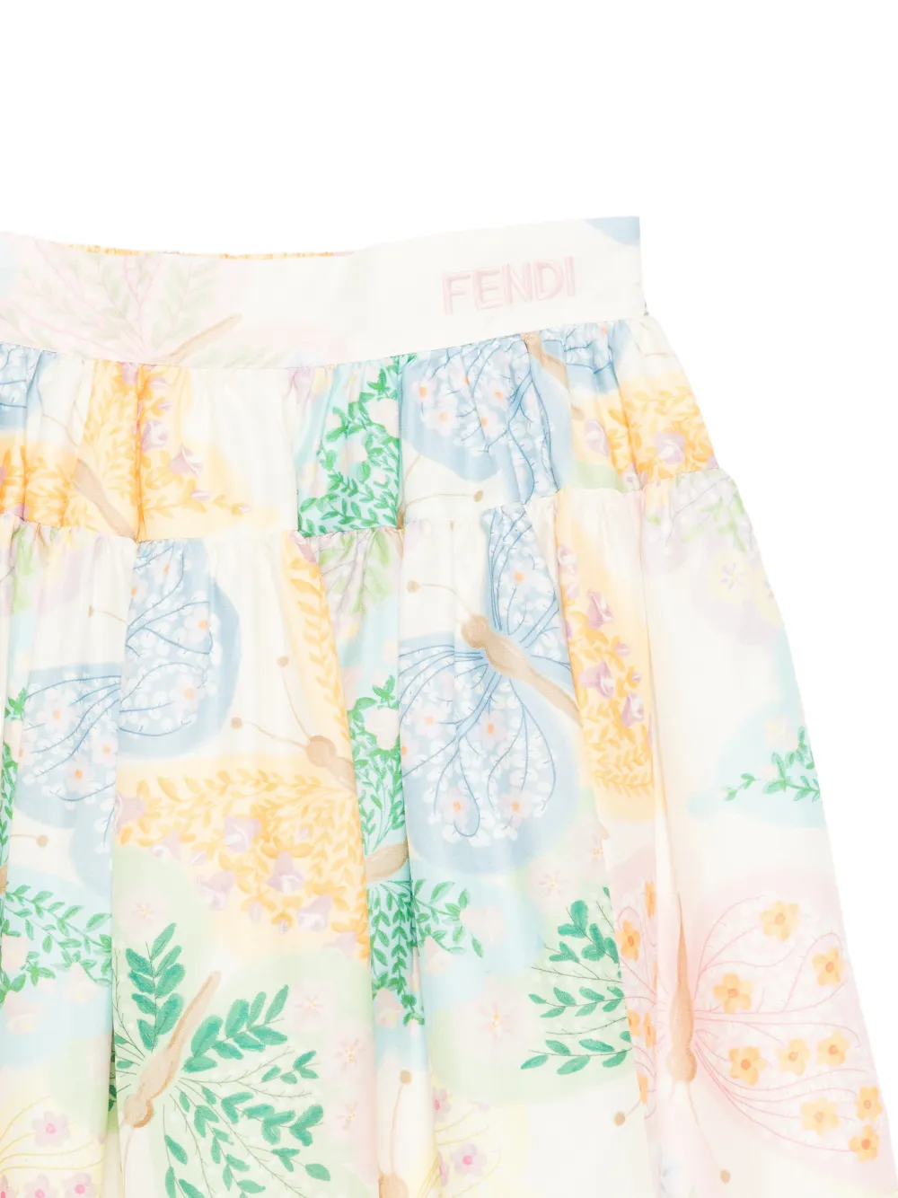 Fendi Kids Gesmockte rok met vlinderprint Beige