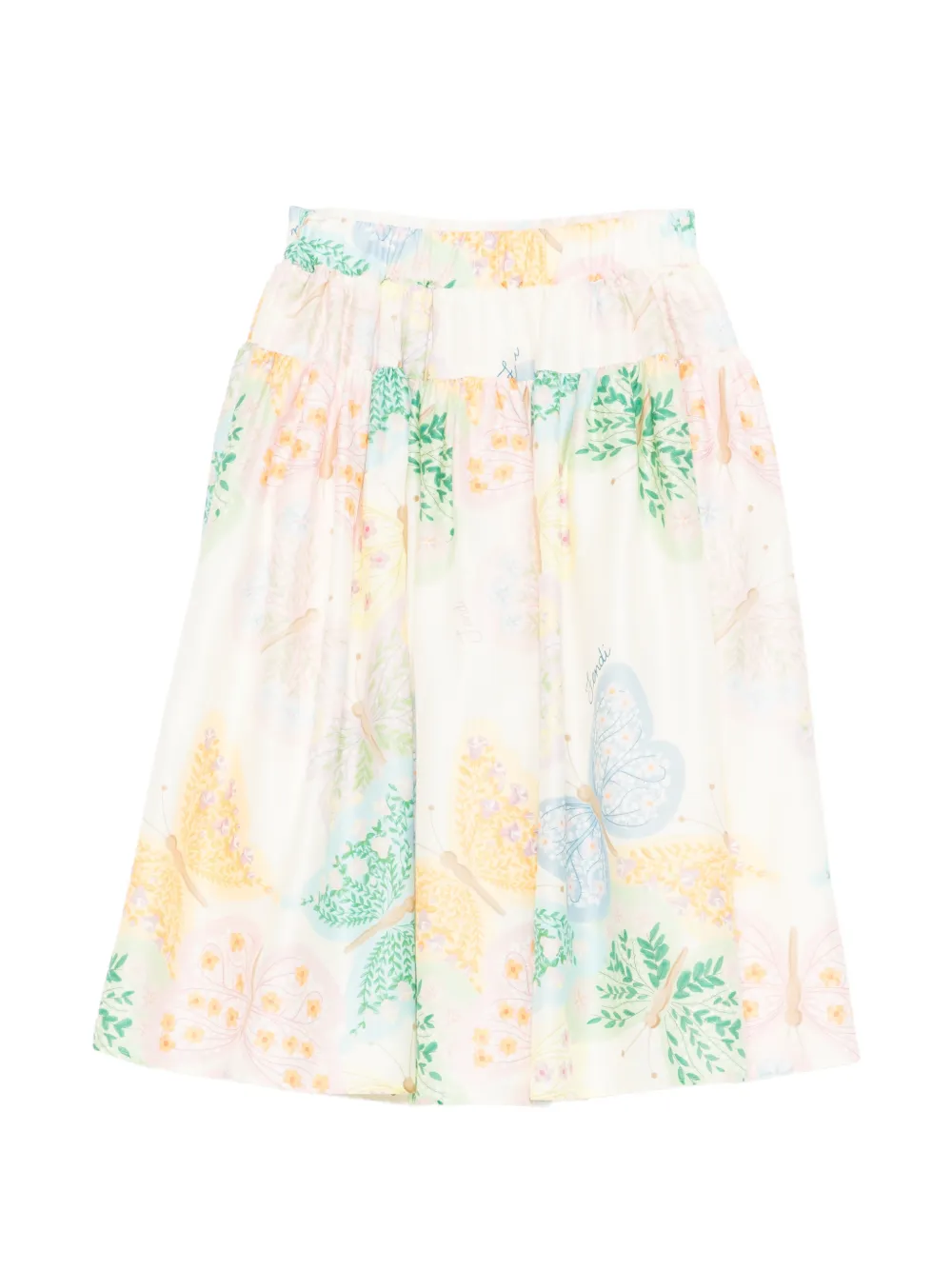 Fendi Kids Gesmockte rok met vlinderprint Beige