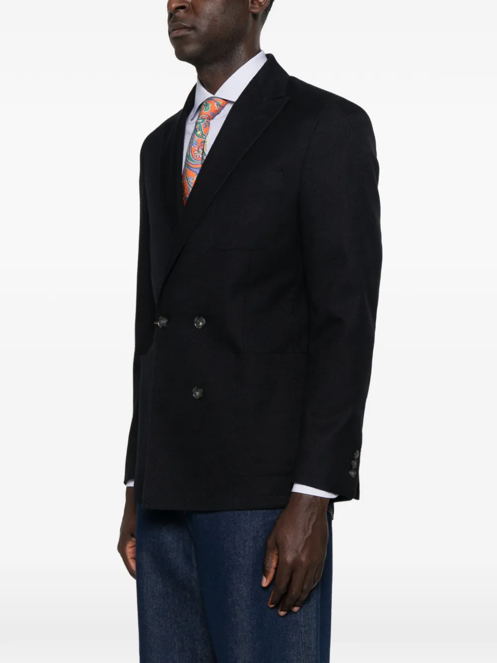 Canali Blazer met dubbele rij knopen en puntige revers Zwart
