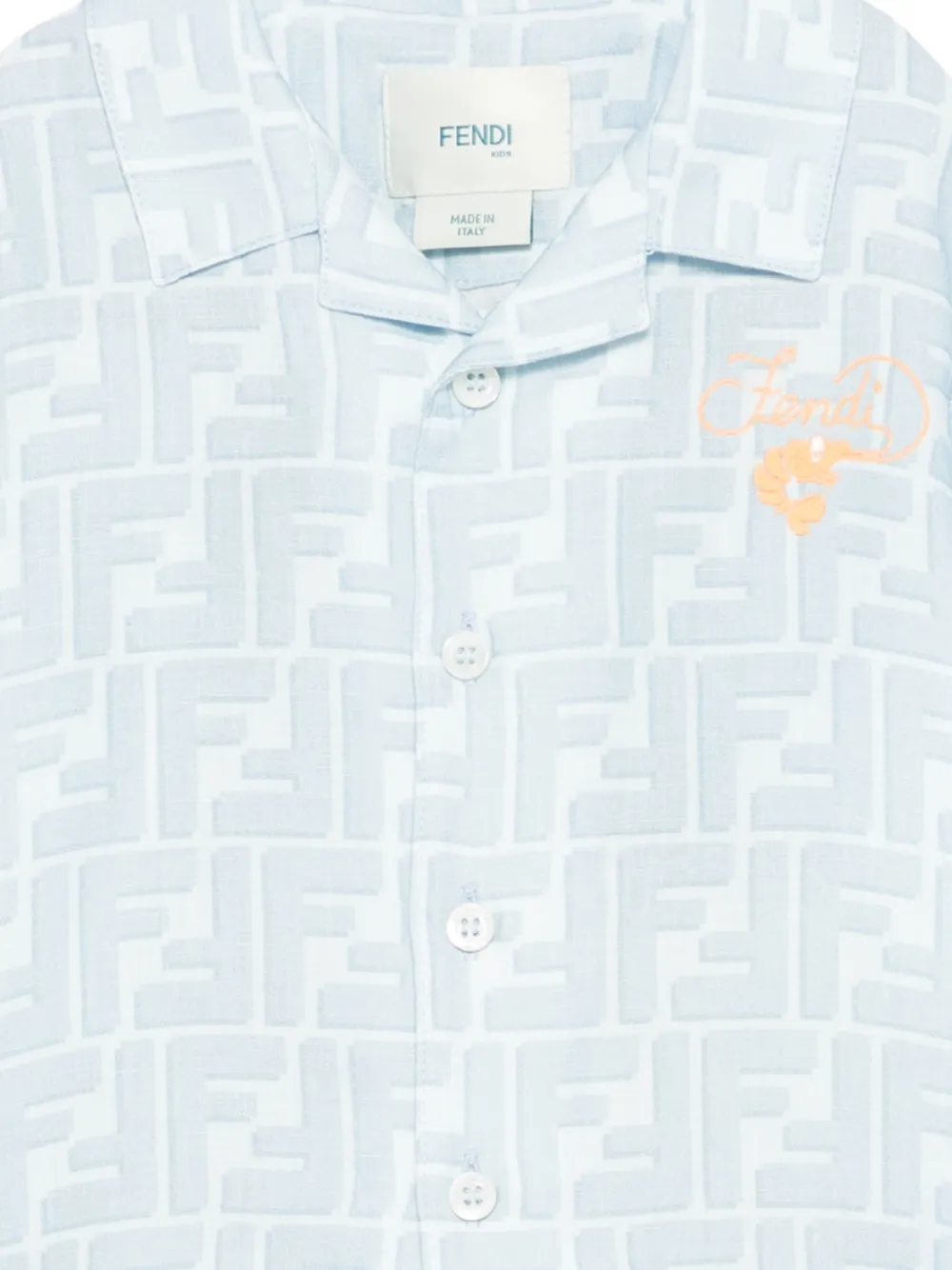 Fendi Kids Overhemd met FF-monogram Blauw