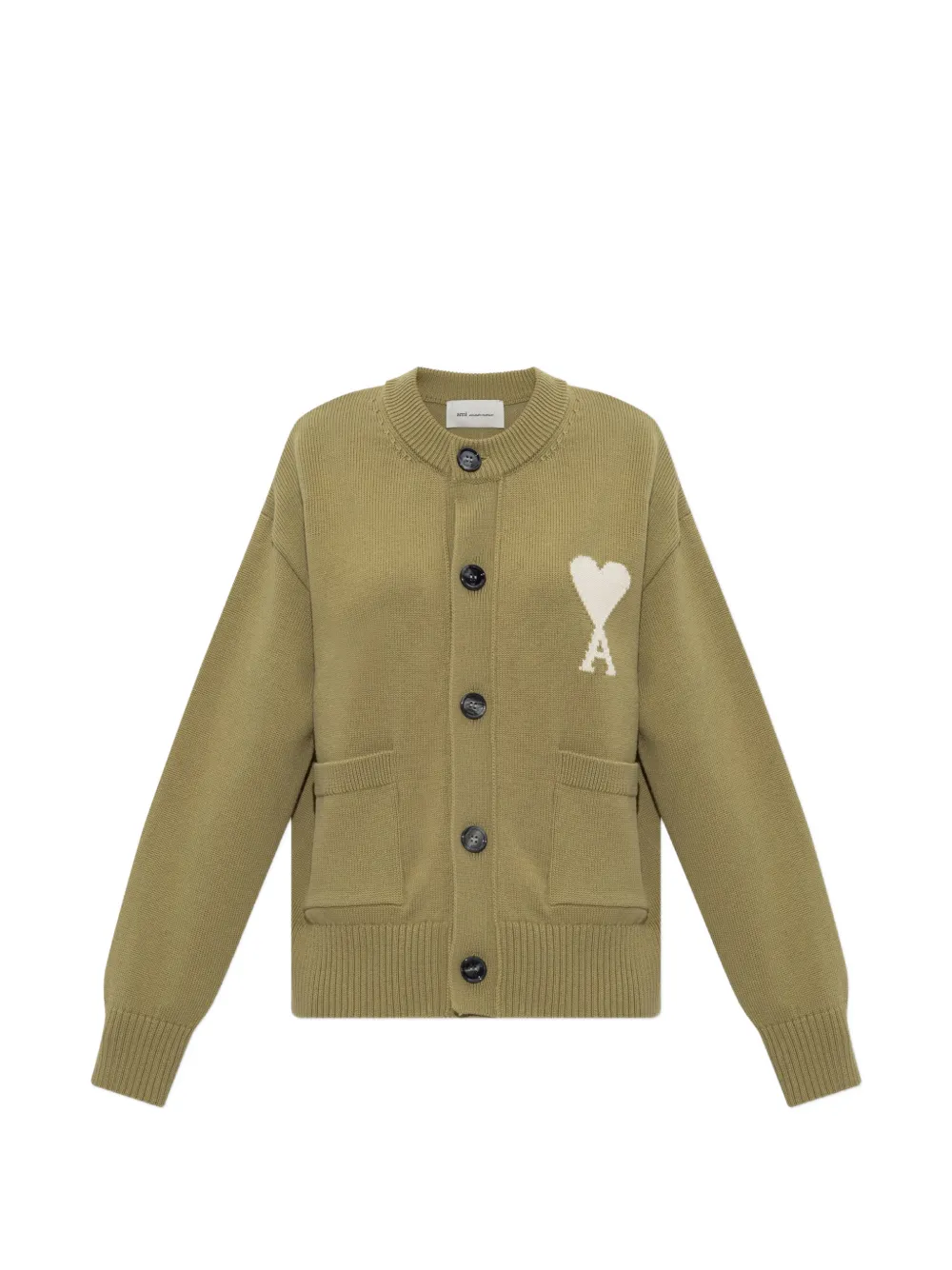 AMI Paris Cardigan mit Ami de Coeur-Patch - Grün