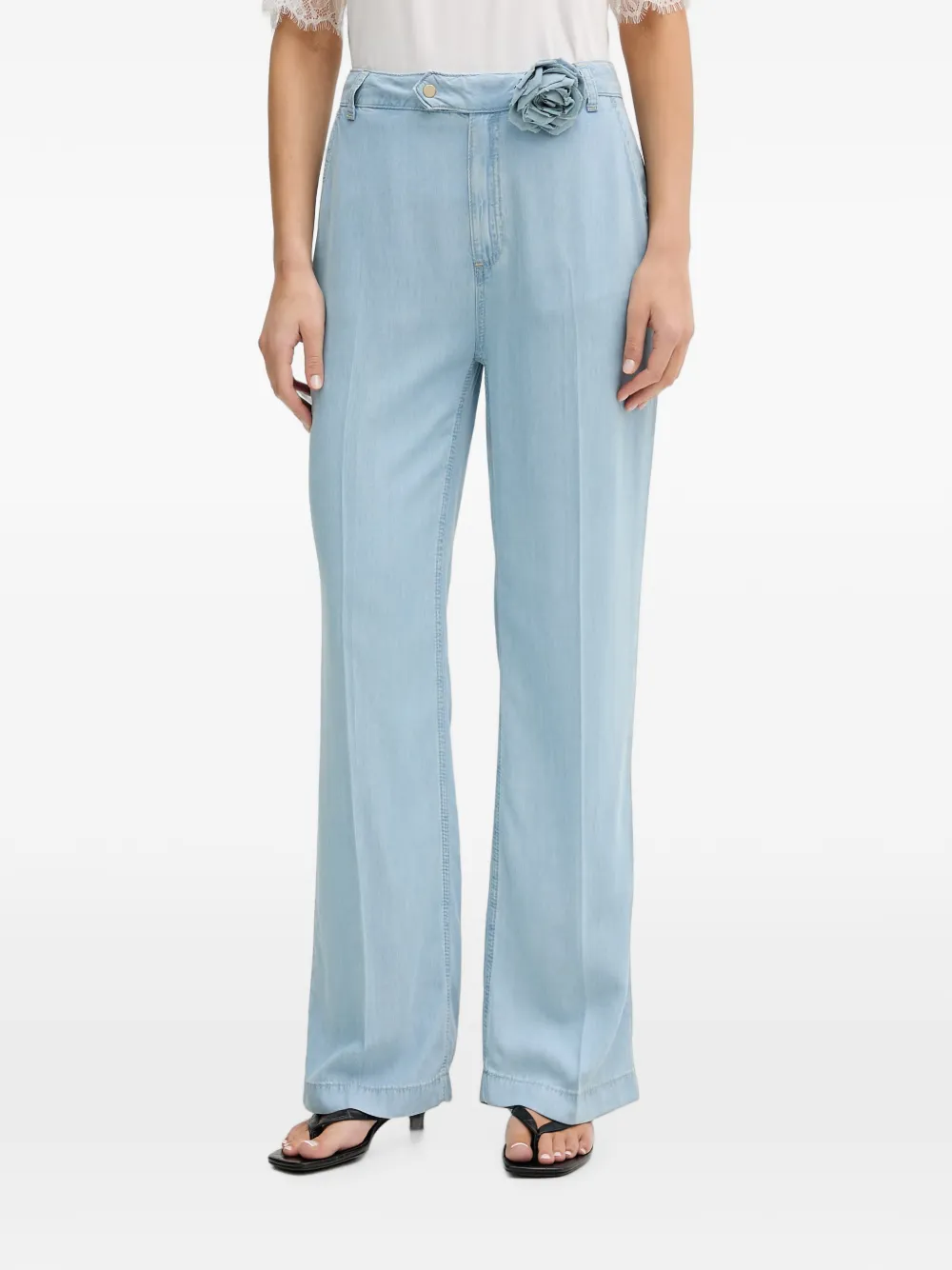 Blugirl floral-applique wide-leg jeans