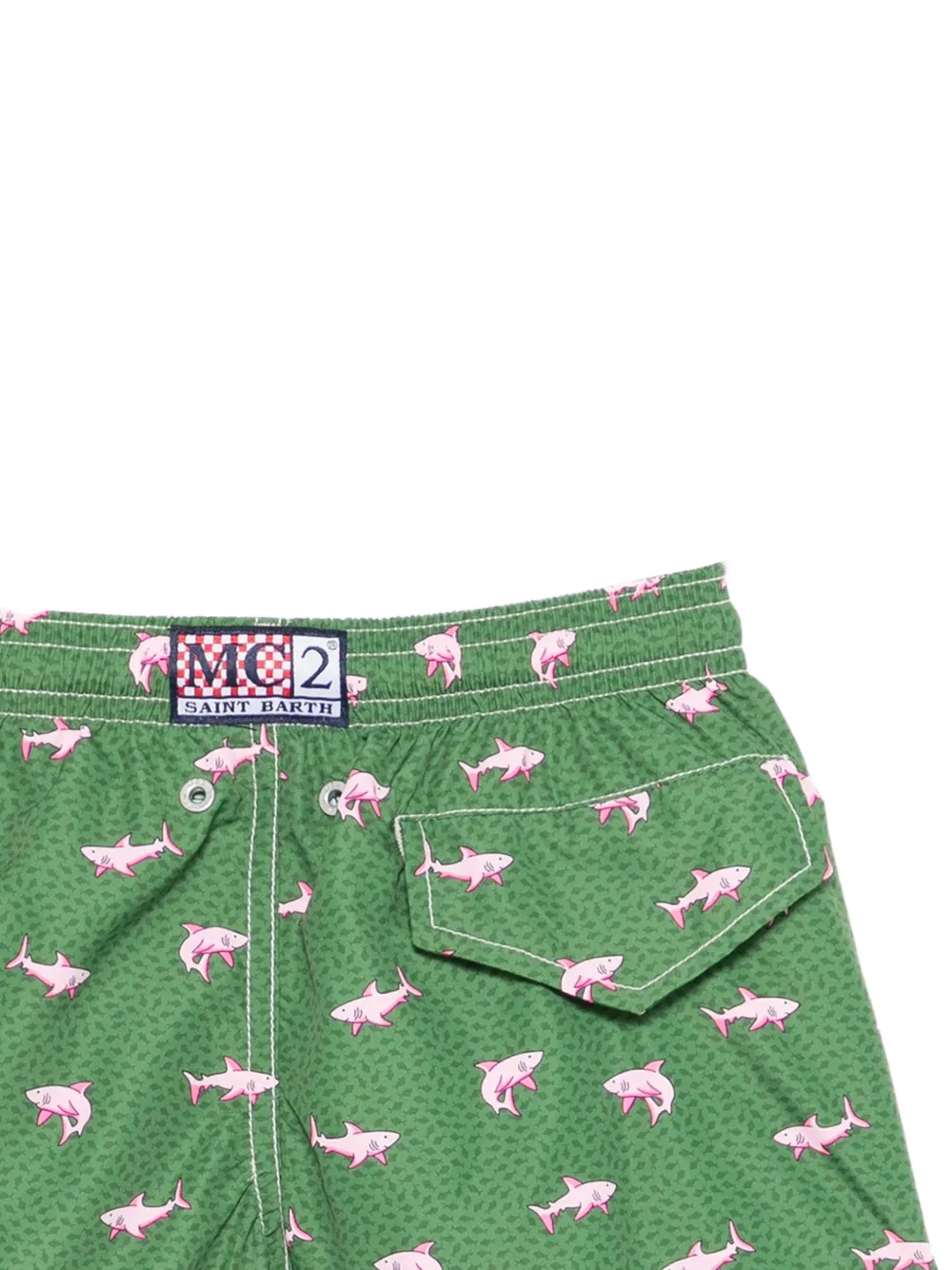 MC2 Saint Barth Kids Zwembroek met haaienprint - Groen