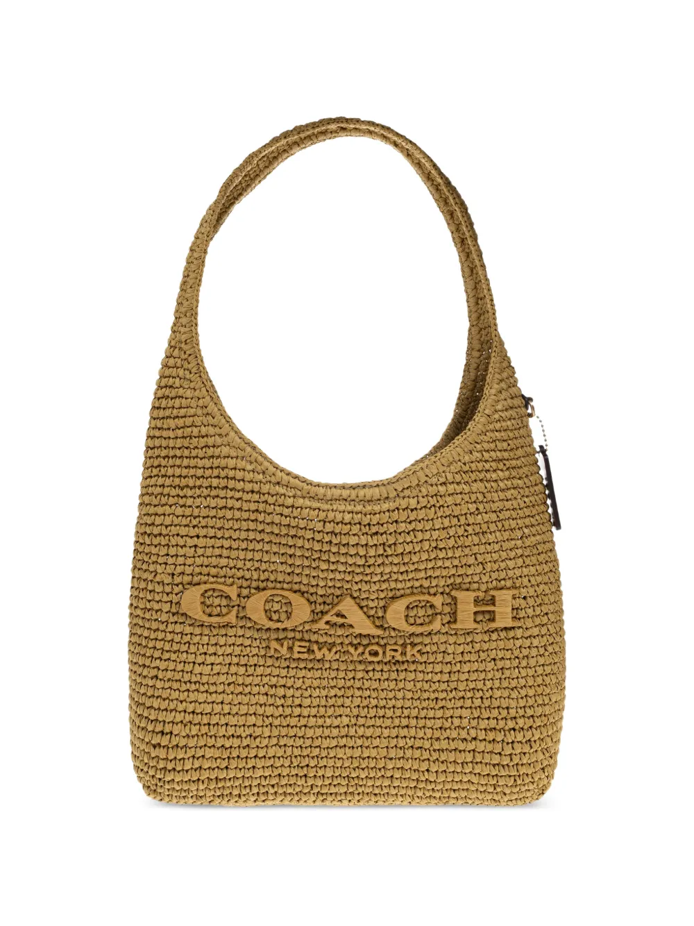 Coach 28 Brooklyn logo-embroidered straw shoulder bag - Green