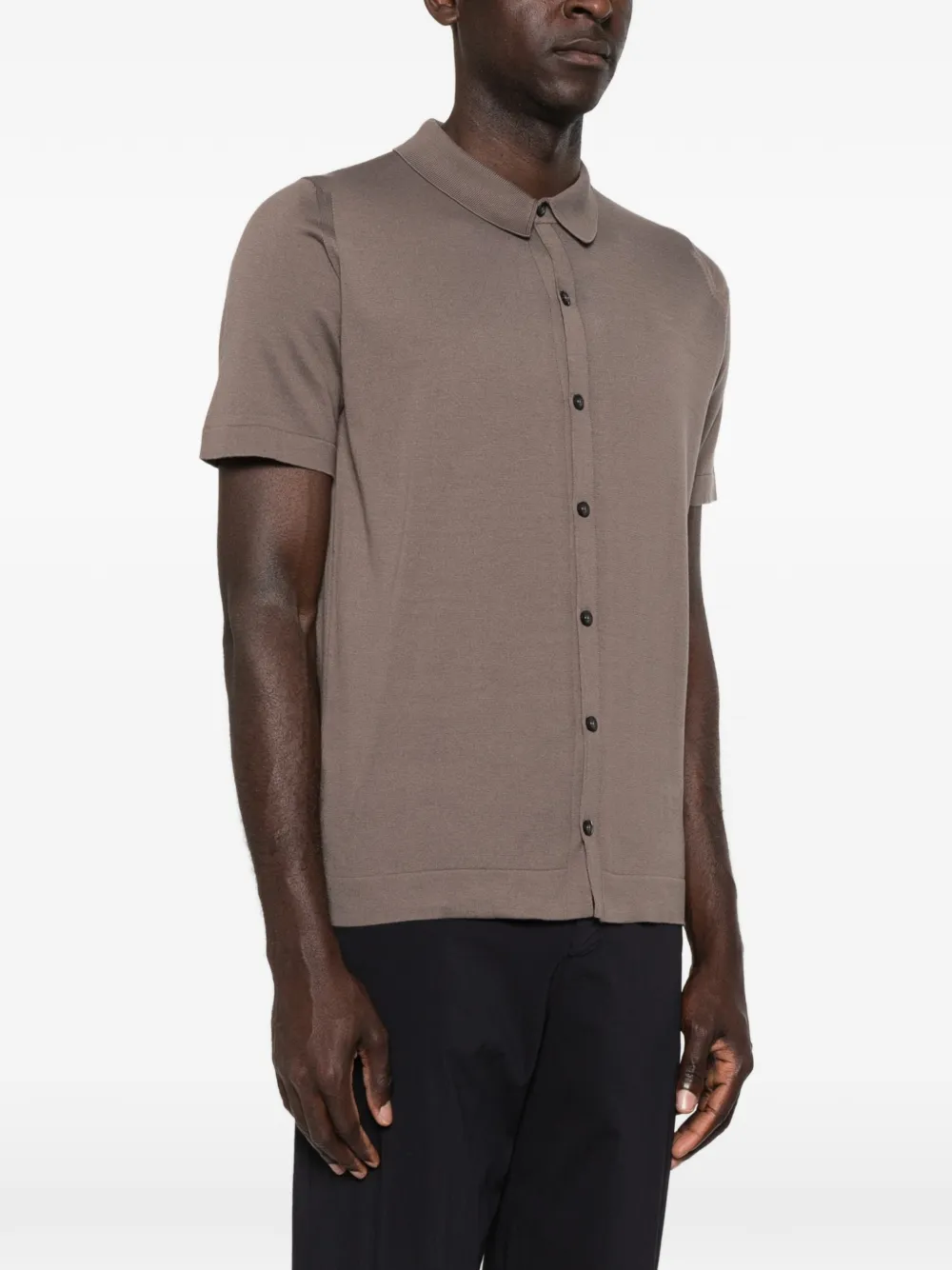 John Smedley Folke overhemd met korte mouwen Bruin