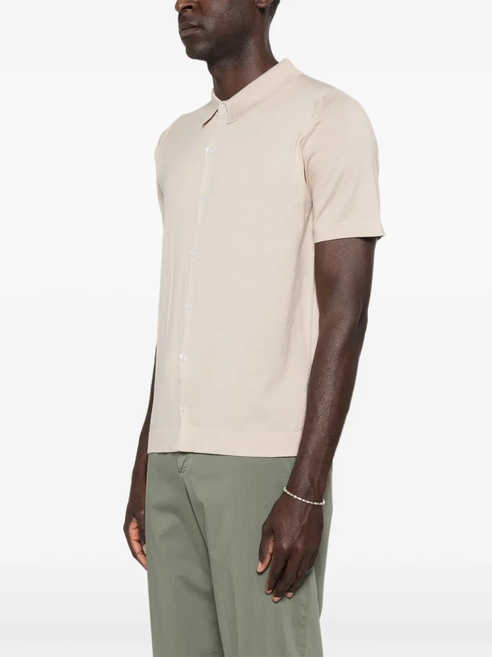 John Smedley Folke overhemd met korte mouwen Beige