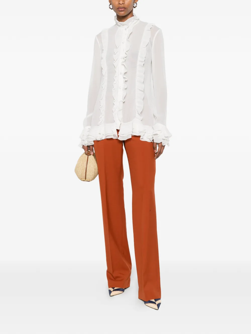 Alberta Ferretti Blouse met ruches Wit