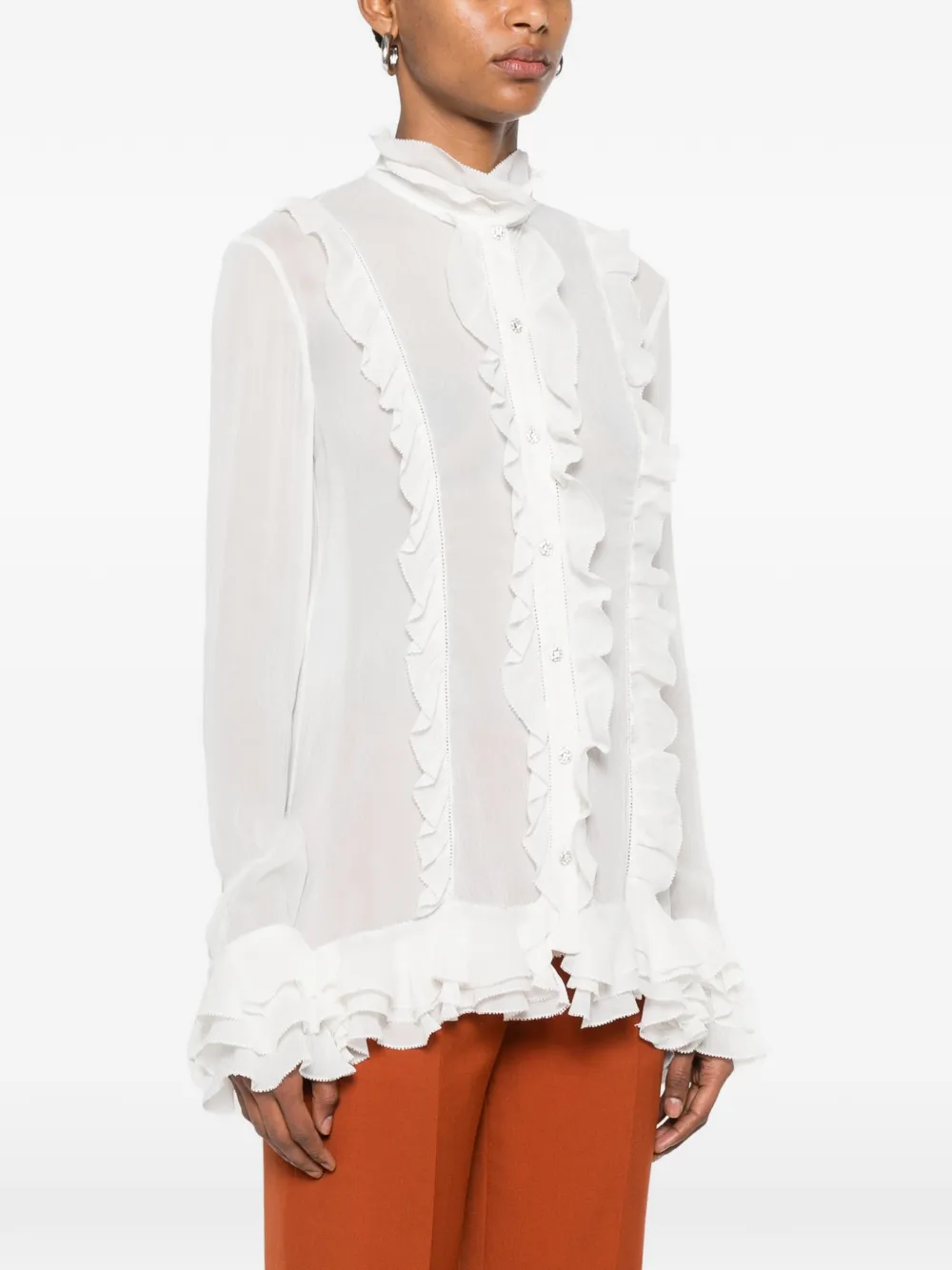 Alberta Ferretti Blouse met ruches Wit