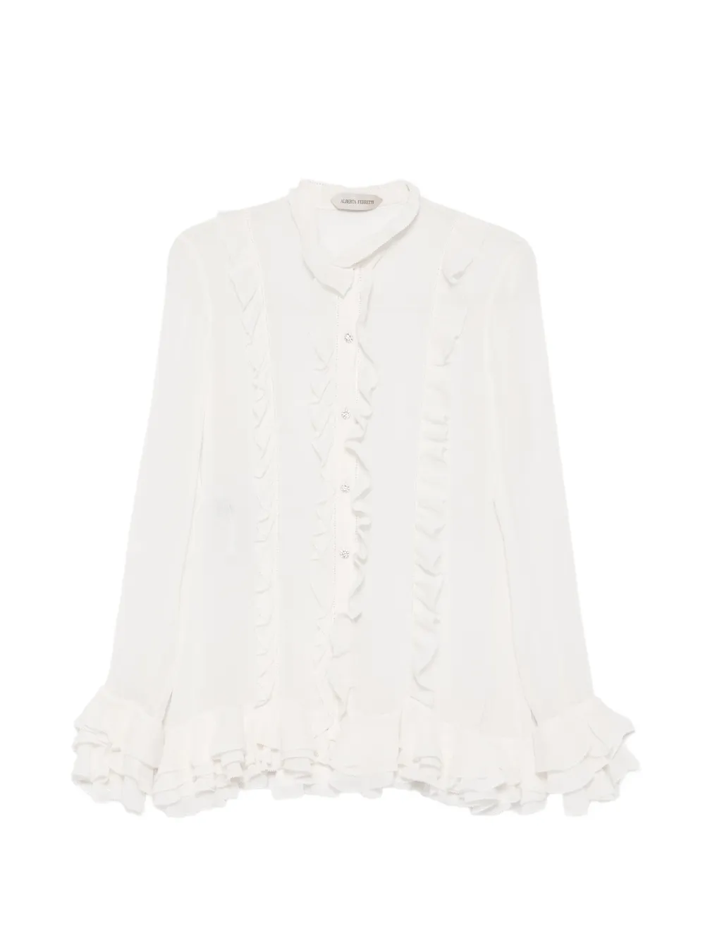 Alberta Ferretti ruffled silk-blend blouse - Bianco