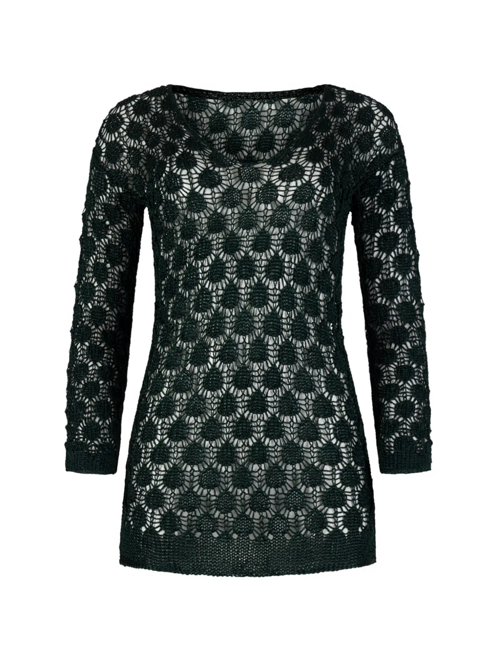 PARAMIDONNA long-sleeved crocheted dress - Verde
