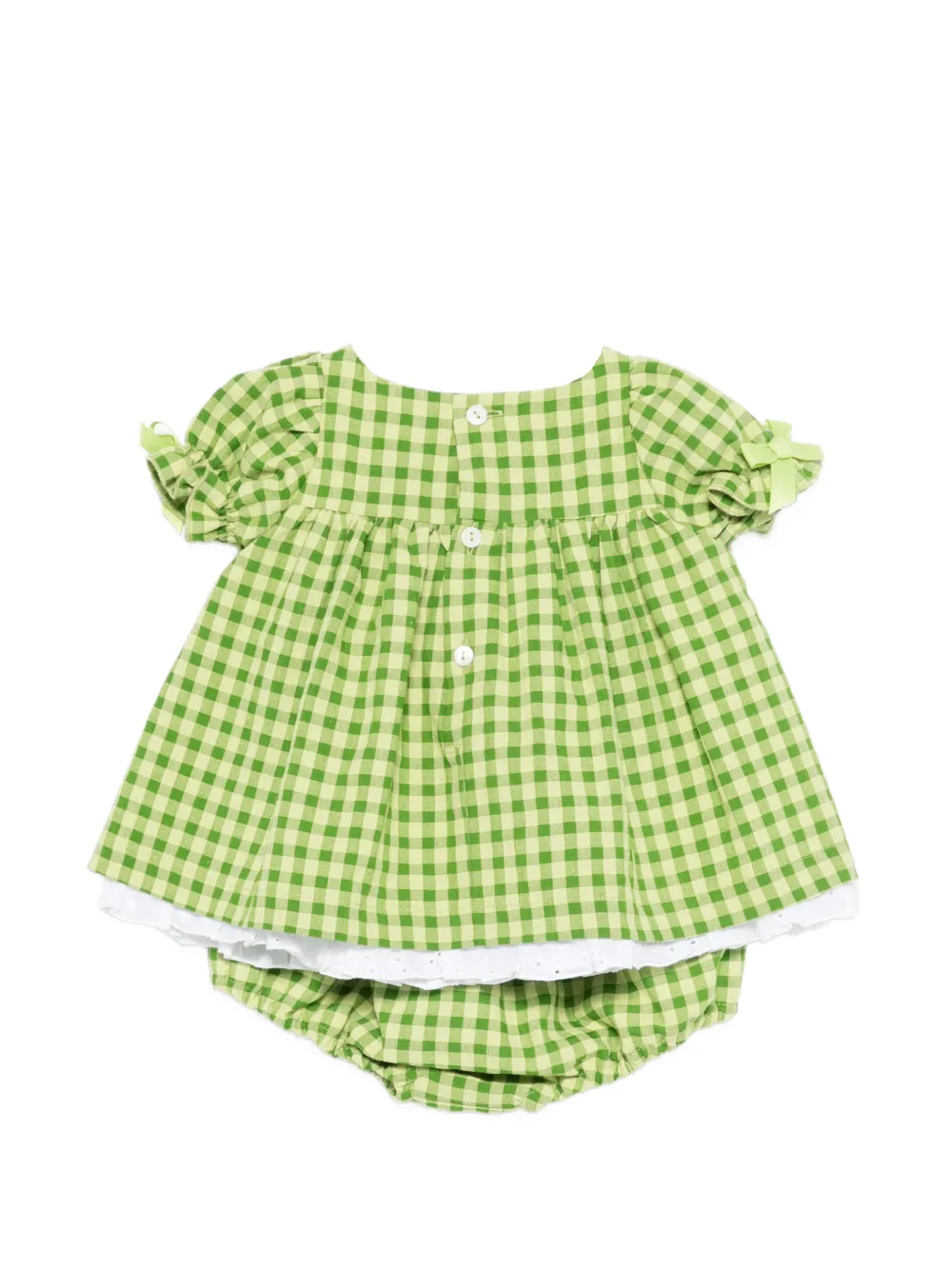 La Stupenderia Tweedelige jurk set met broderie afwerking Groen