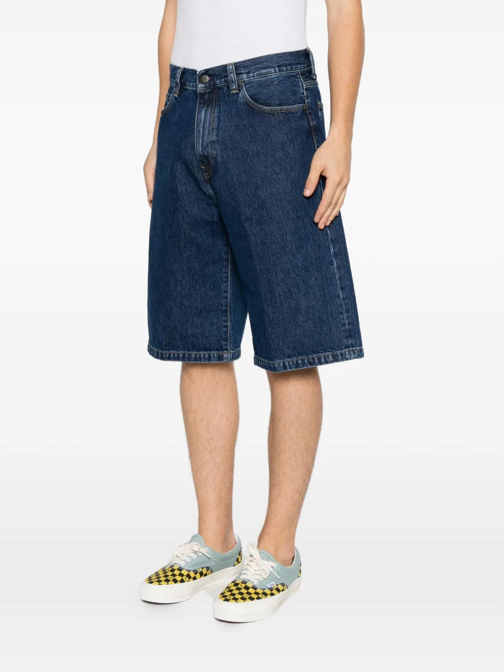 Carhartt WIP Denim shorts met stonewashed-effect Blauw