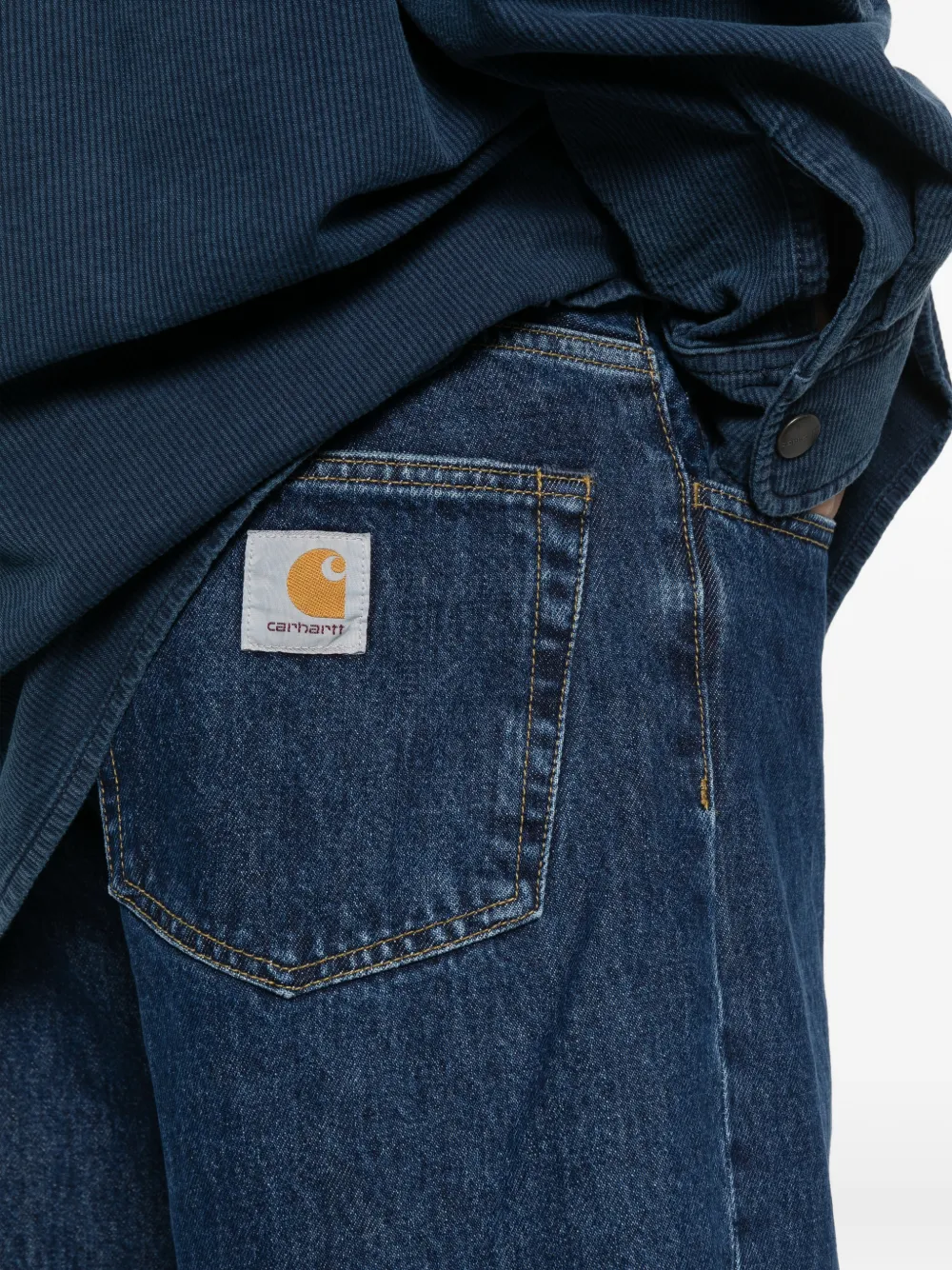 Carhartt WIP Denim shorts met stonewashed-effect Blauw
