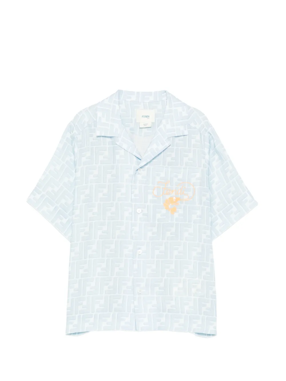 Fendi Kids FF monogram embroidered shirt - Blu