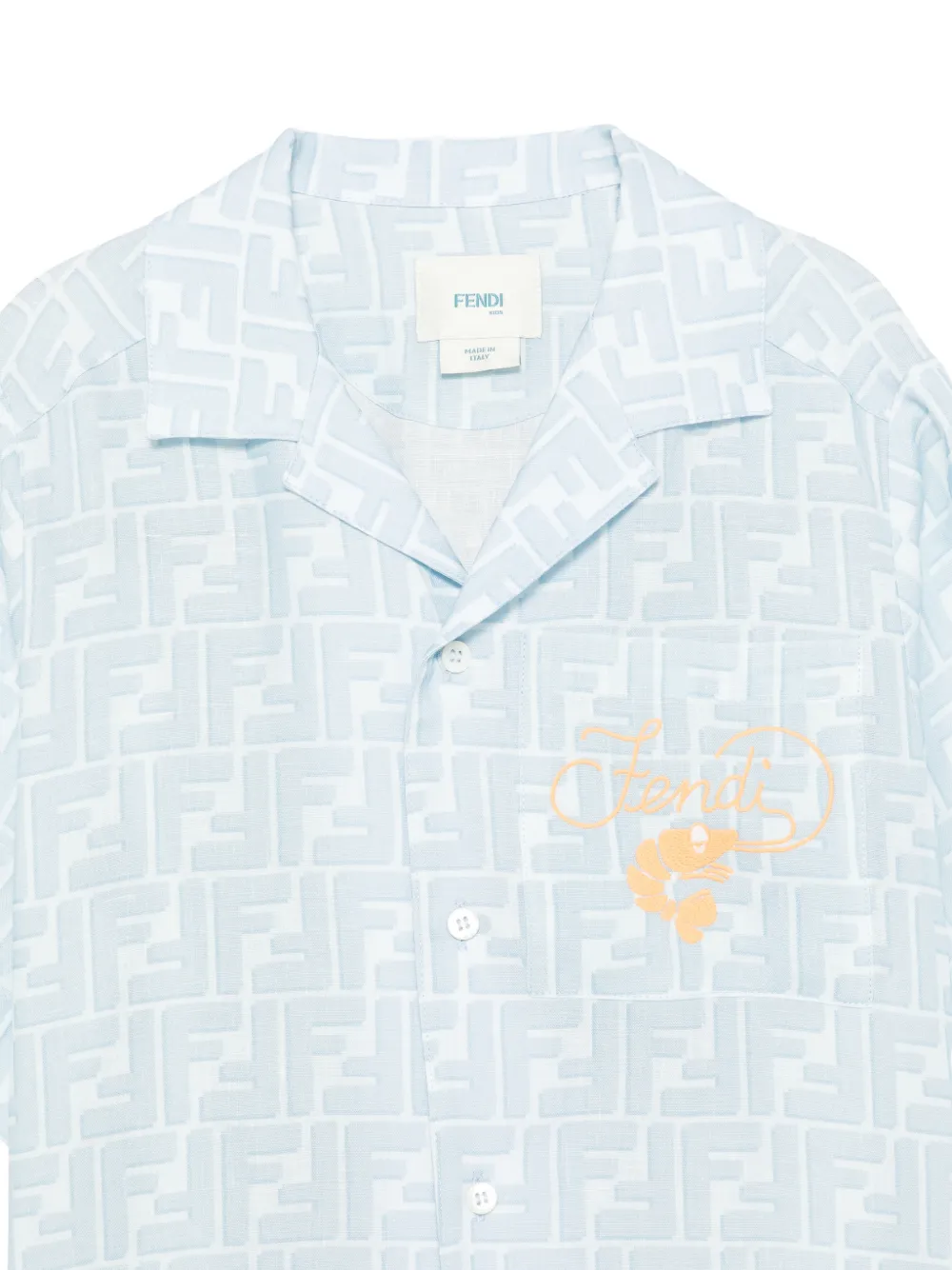 Fendi Kids Shirt met geborduurd FF-monogram Blauw