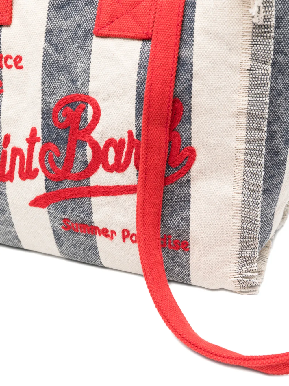 MC2 Saint Barth Kids Colette gestreepte shopper met franje Beige