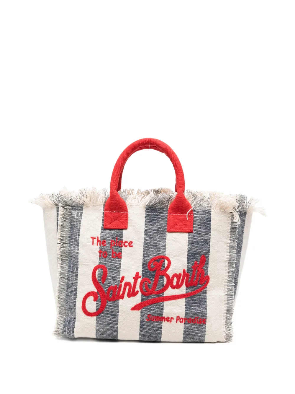 MC2 Saint Barth Kids Colette striped frayed-edges tote bag - Toni neutri