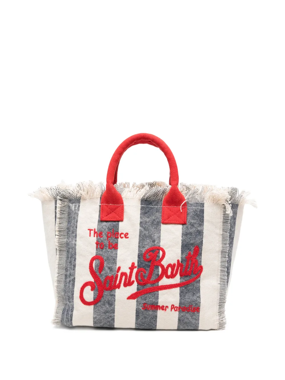 MC2 Saint Barth Kids Colette striped frayed-edges tote bag - Toni neutri