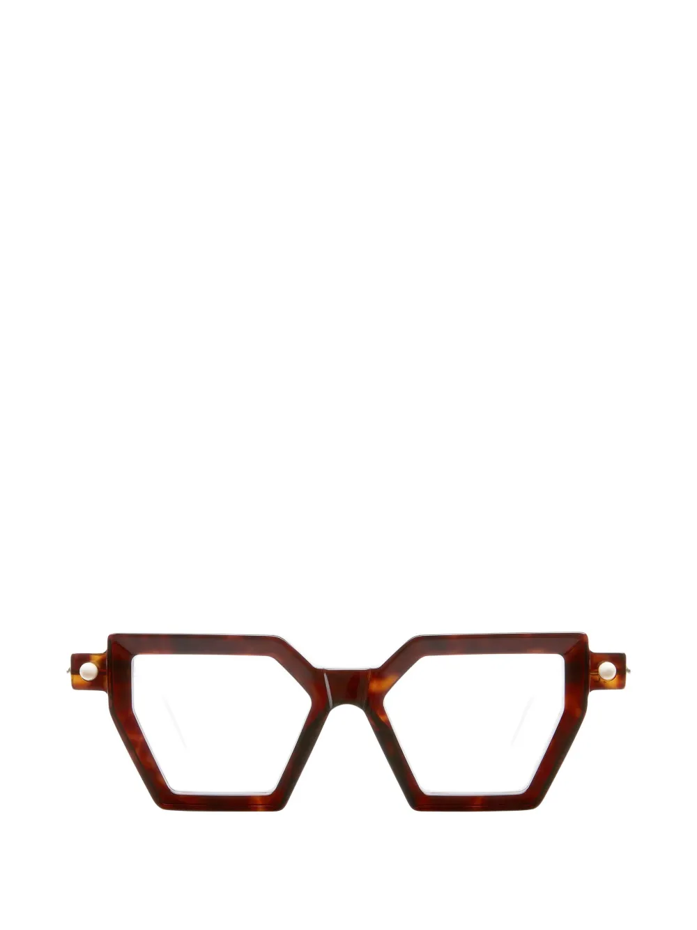 Kuboraum geometric-frame glasses - Marrone