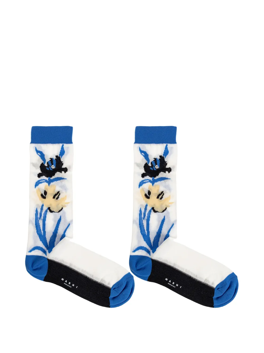 Marni Sokken met bloemen-patroon Blauw
