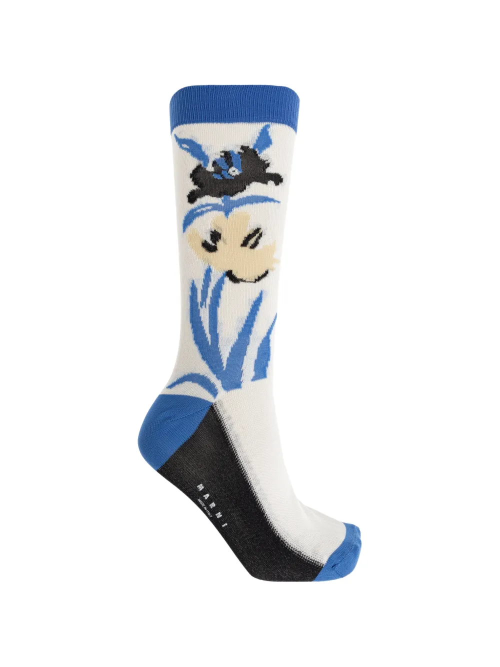 Marni Floral-motif Socks In Blue