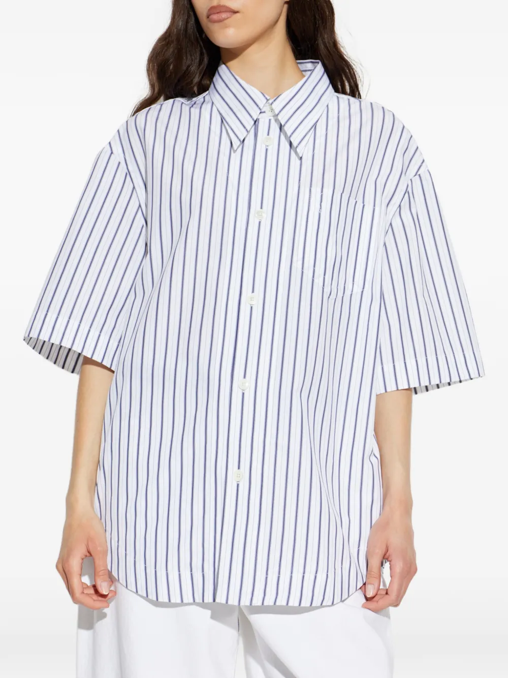 AMI Paris Ami de Coeur gestreept shirt Wit