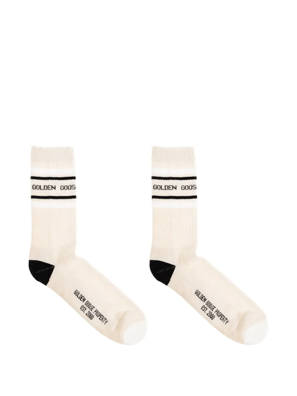 Golden Goose Enkelsokken met intarsia logo Beige