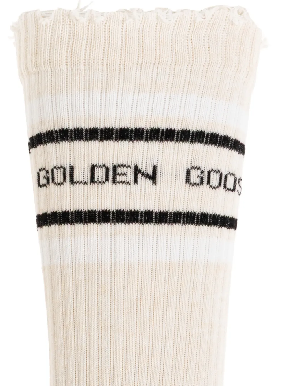 Golden Goose Enkelsokken met intarsia logo Beige