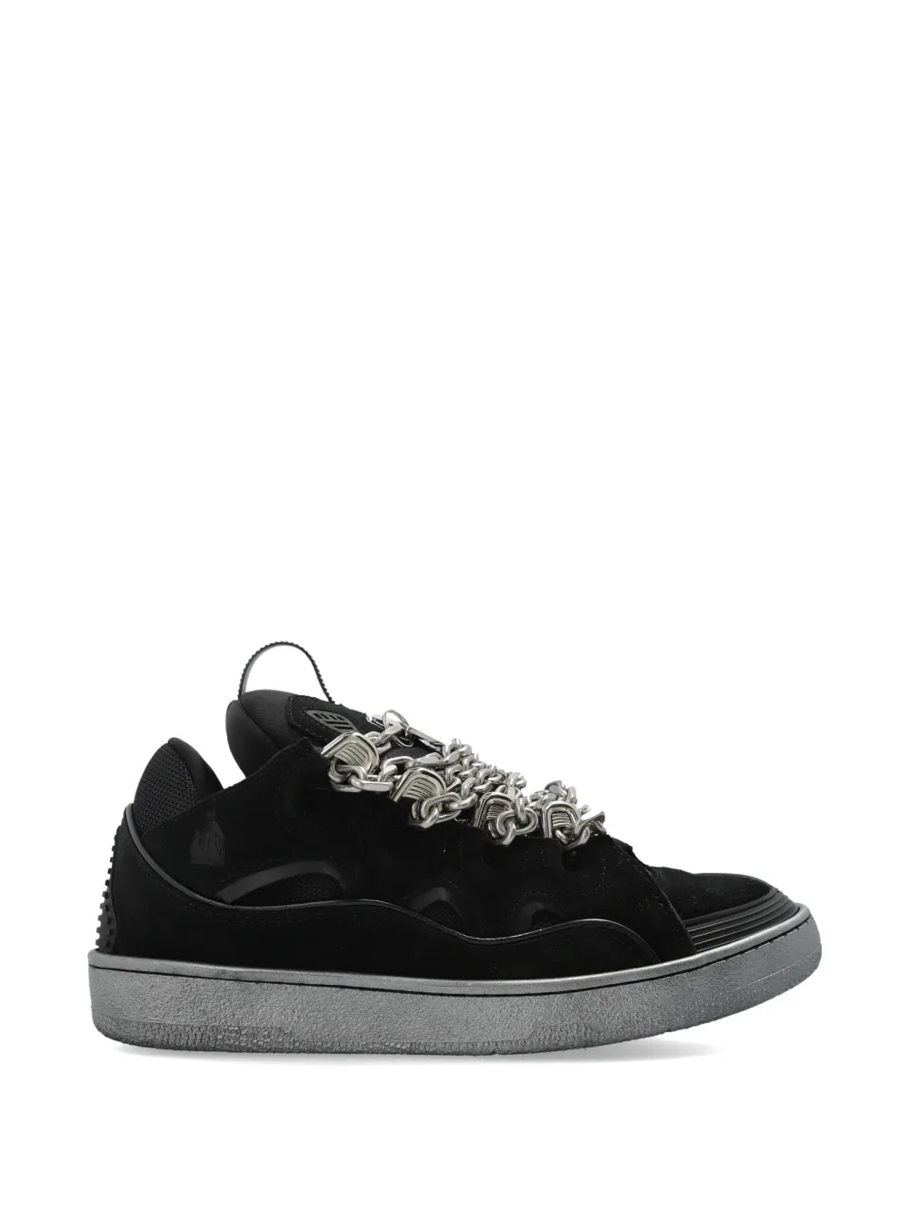 Lanvin Curb leren sneakers verfraaid met ketting Zwart