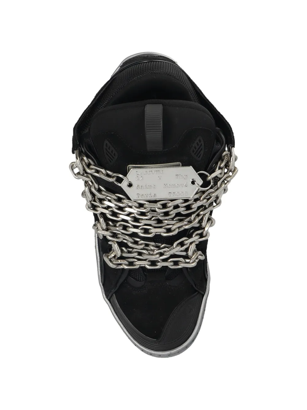 Lanvin Curb leren sneakers verfraaid met ketting Zwart