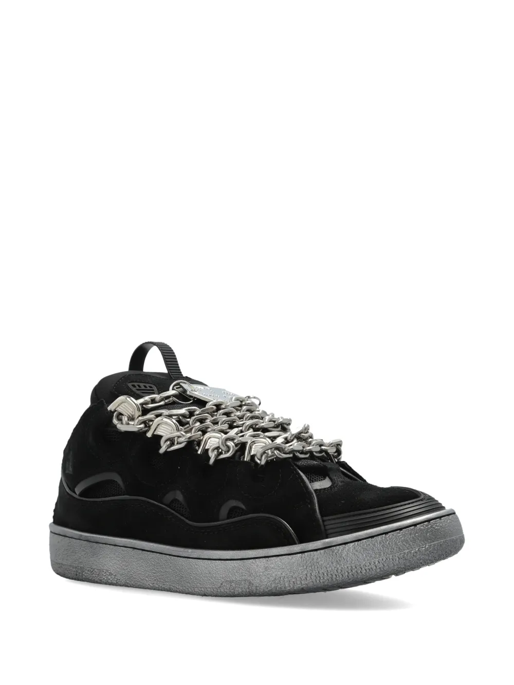 Lanvin Curb leren sneakers verfraaid met ketting Zwart