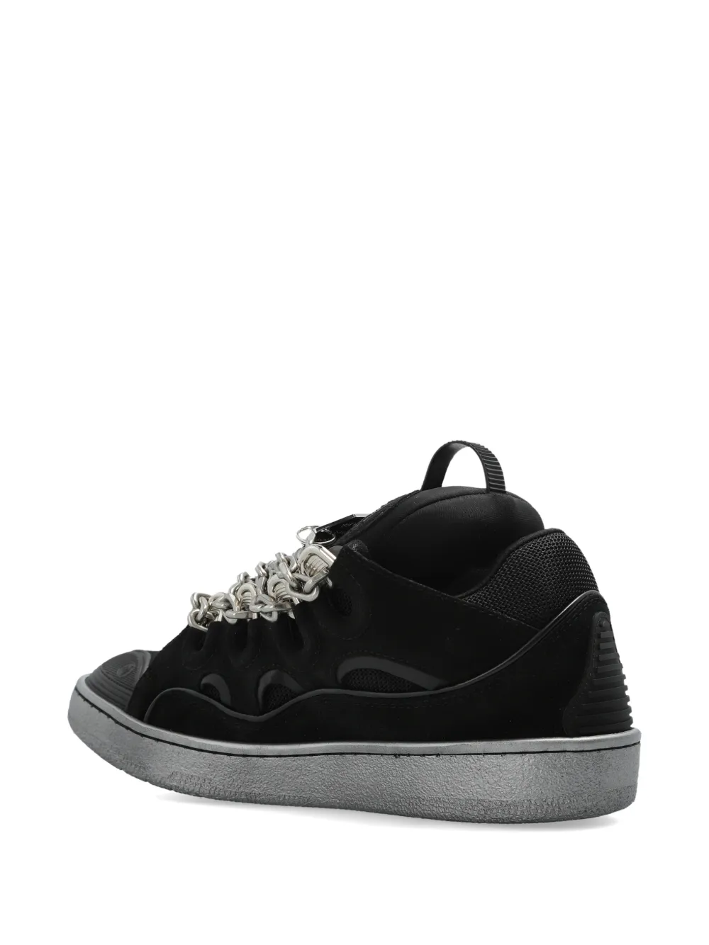 Lanvin Curb leren sneakers verfraaid met ketting Zwart
