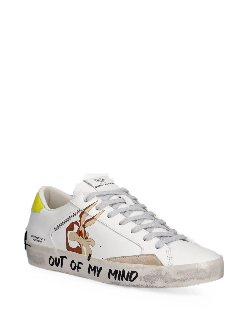 Crime London x Looney tunes graphic-print distressed sneakers Wit