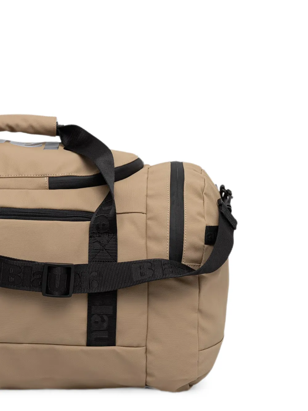 Blauer Duffeltas met logoband Beige