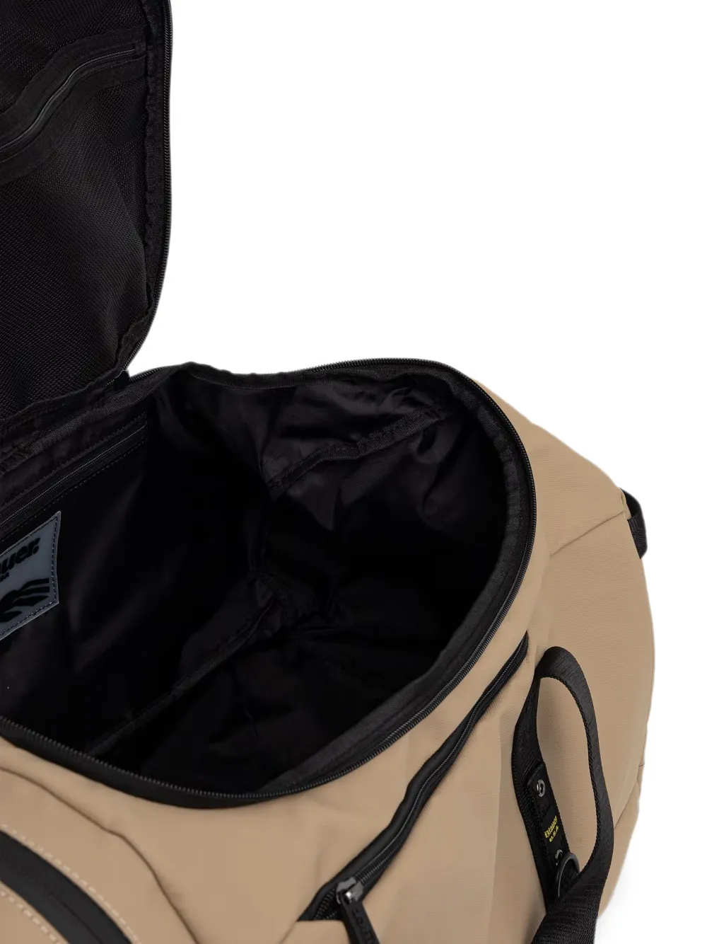 Blauer Duffeltas met logoband Beige