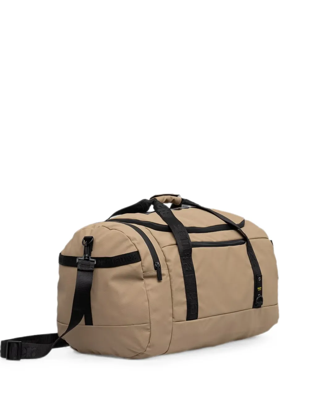 Blauer Duffeltas met logoband Beige