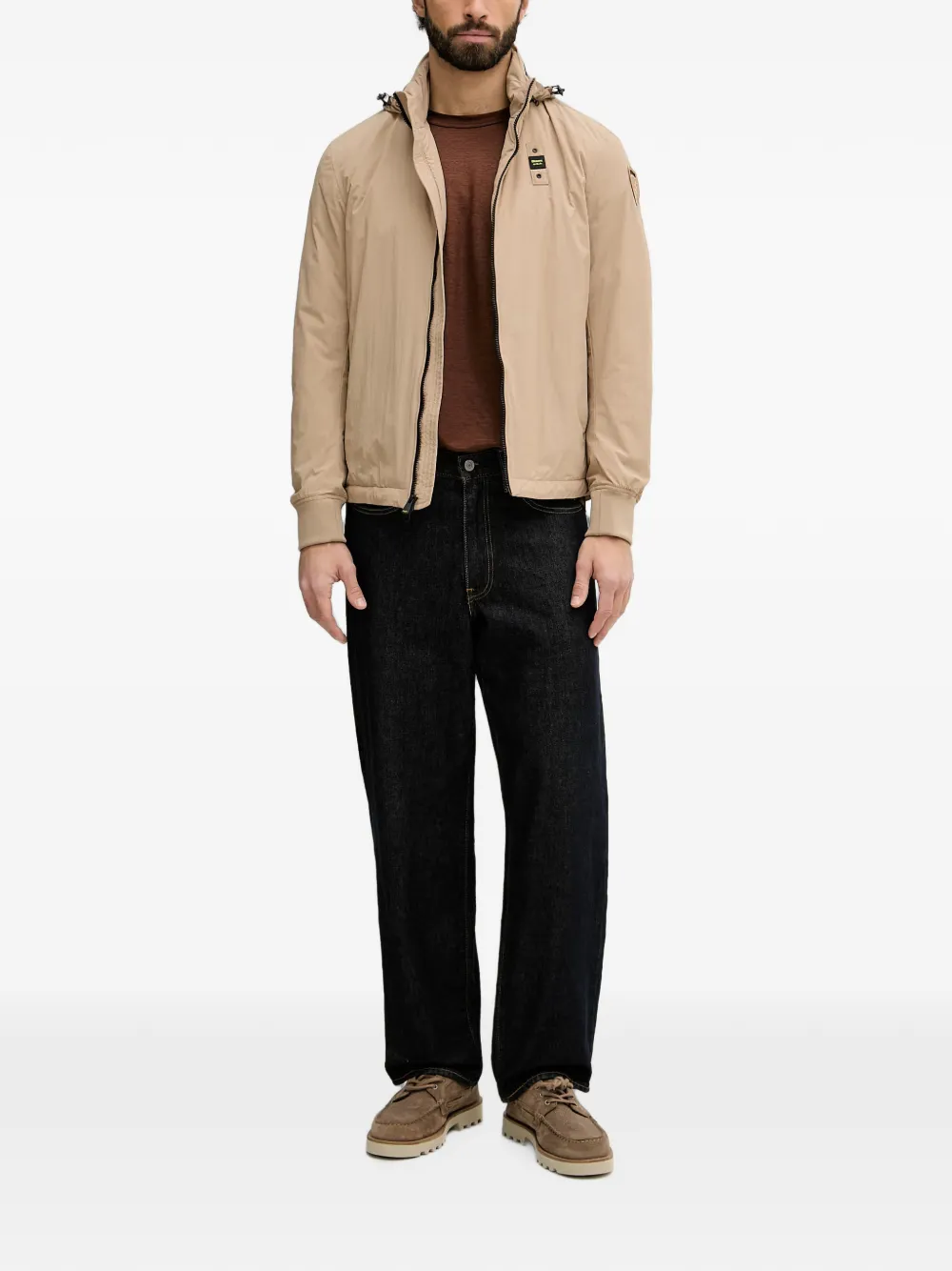 Blauer Dalton gewatteerd jack met logo-patch Beige