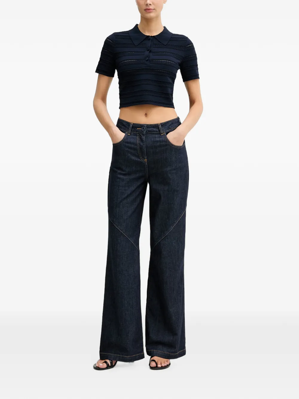 Blugirl Jeans met wijde pijpen en naad detail Blauw