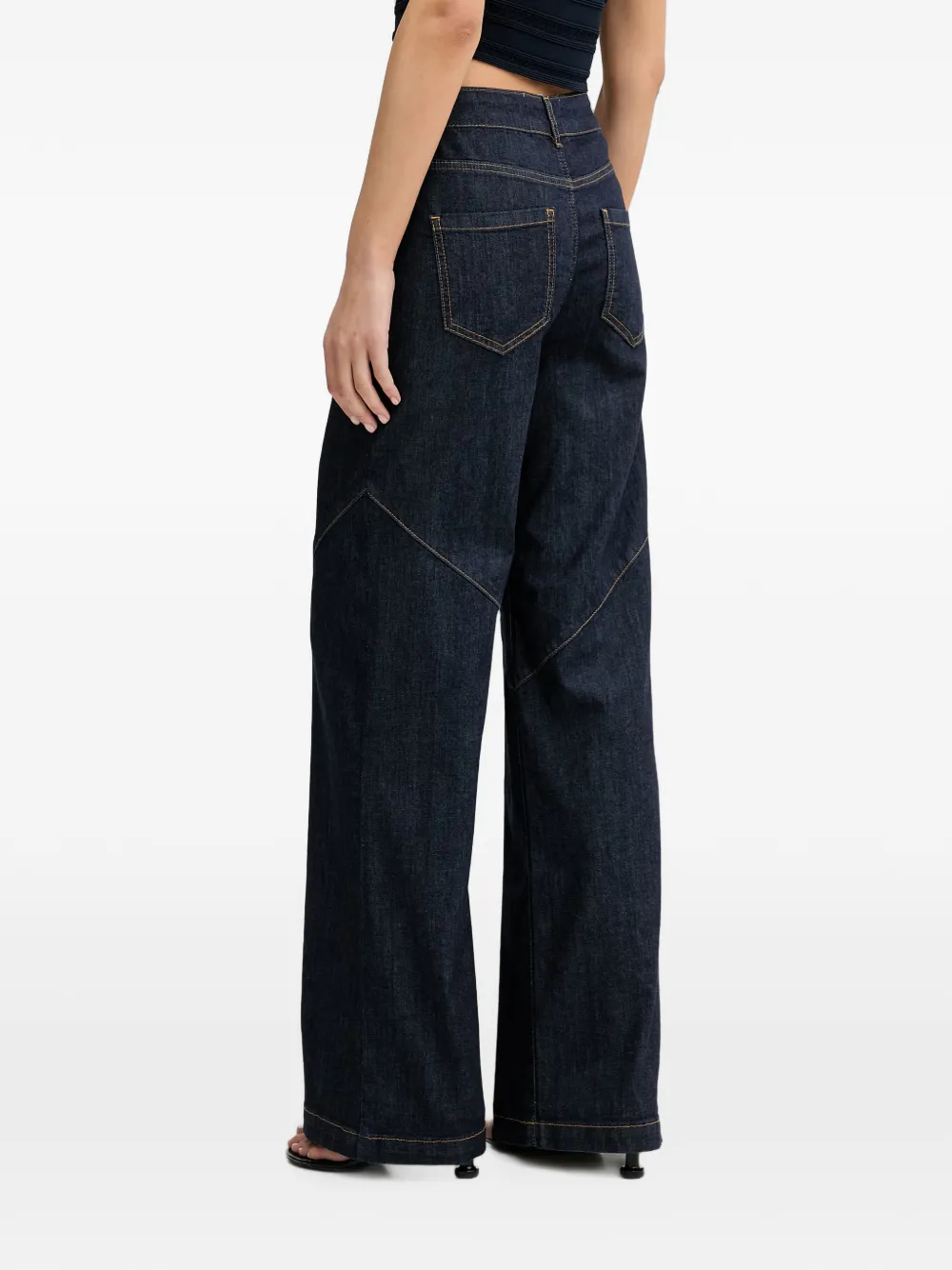 Blugirl Jeans met wijde pijpen en naad detail Blauw