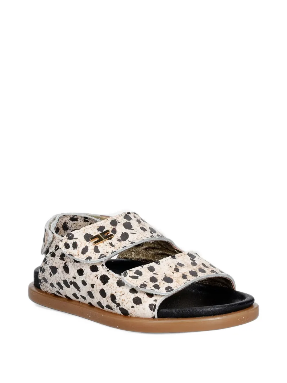Elisabetta Franchi La Mia Bambina dalmatian-print touch-strap sandals - Toni neutri
