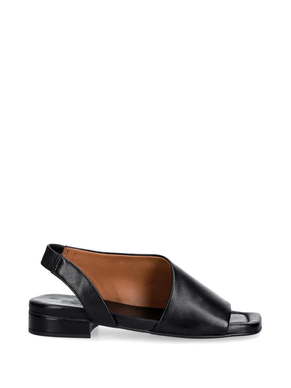 Billi Bi Slingback Square-toe Leather Sandals In Black