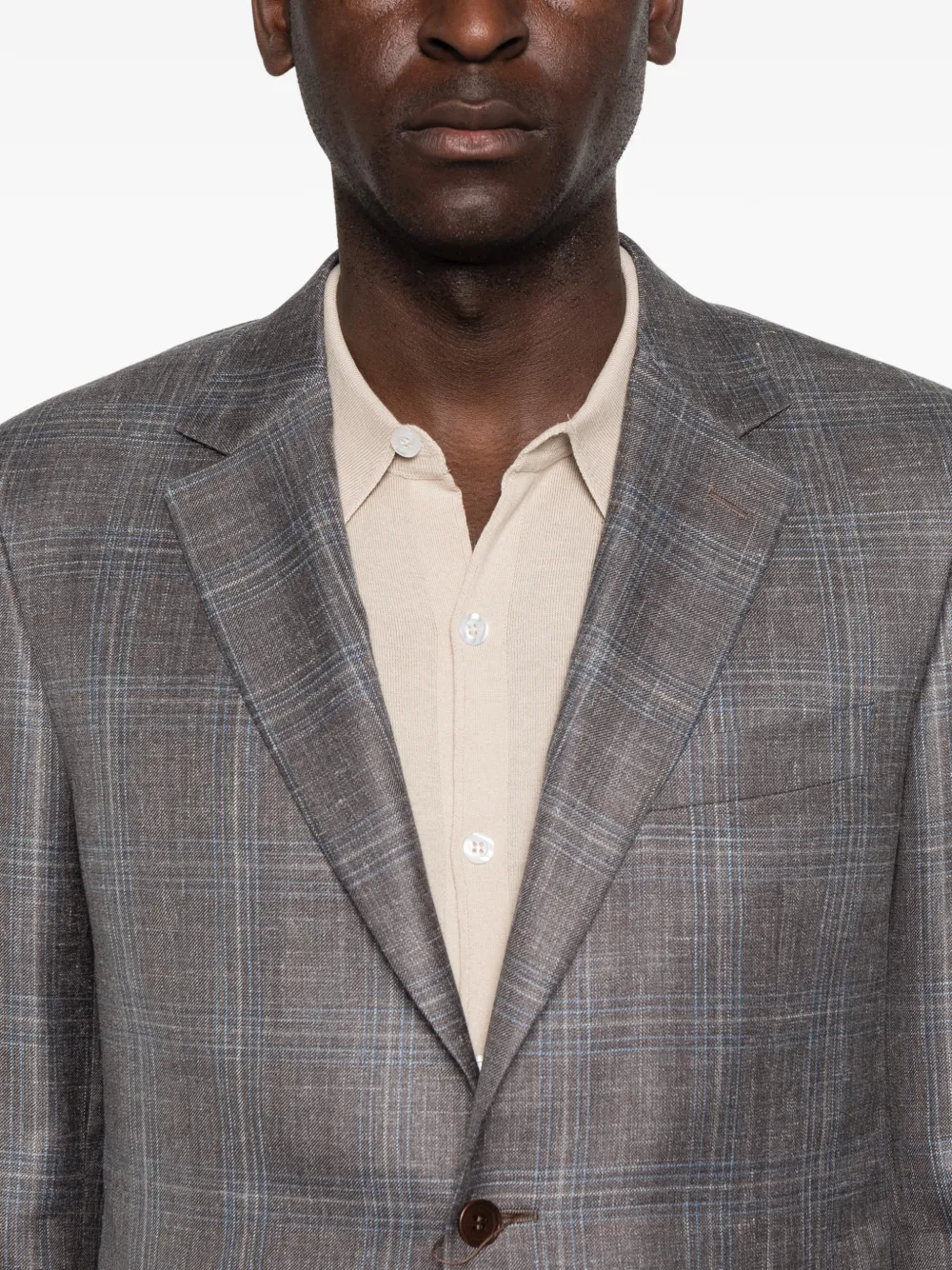 Canali Geruite blazer met enkele rij knopen Grijs