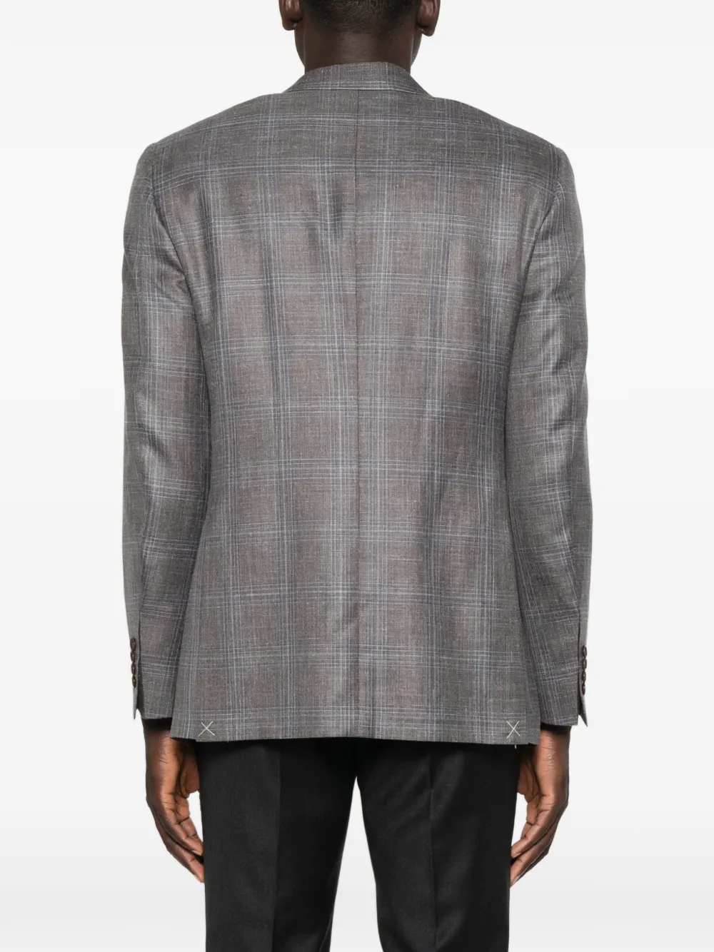 Canali Geruite blazer met enkele rij knopen Grijs