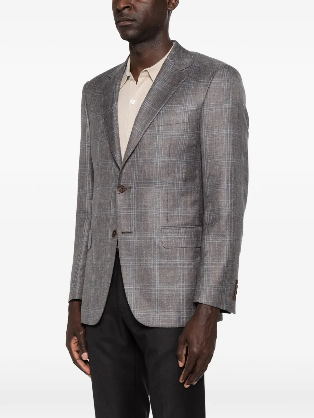 Canali Geruite blazer met enkele rij knopen Grijs
