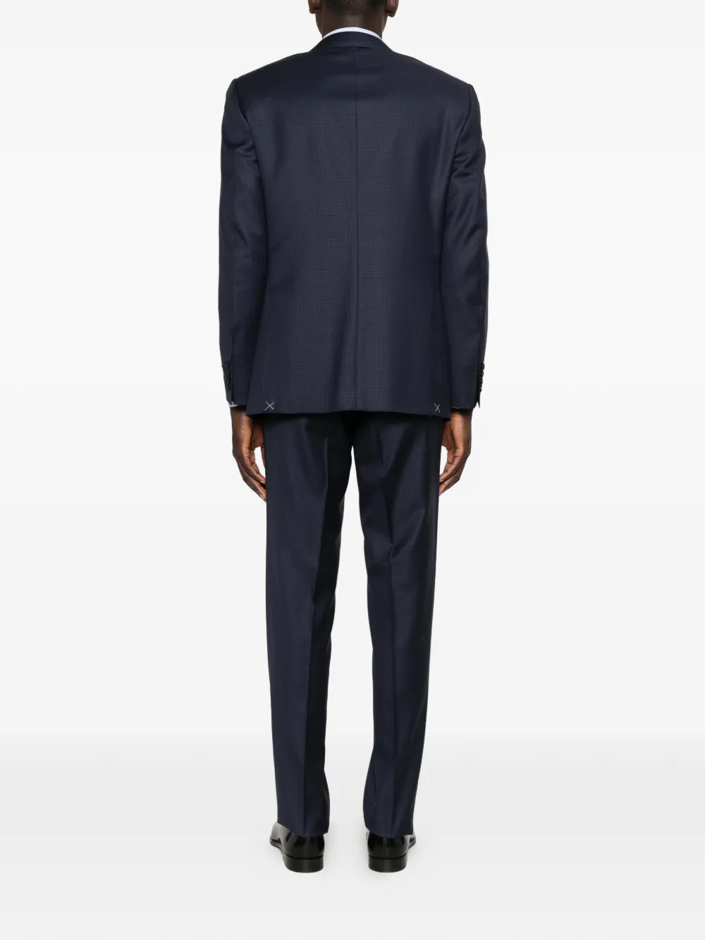 Canali Geruit pak met zak Blauw